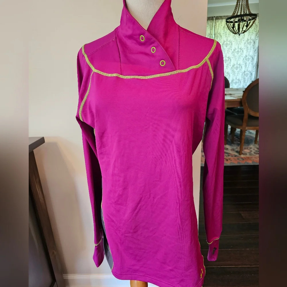 Under Armour Women's •Size Large• Fitted Long Sleeve Snap Neck Athletic Top - Picture 2 of 14